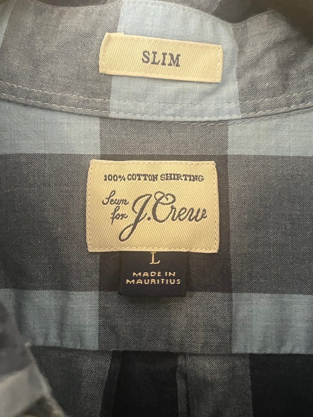 J.Crew Mens Large Slim Blue Plaid Check Cotton Button Down Shirt - Picture 3 of 8